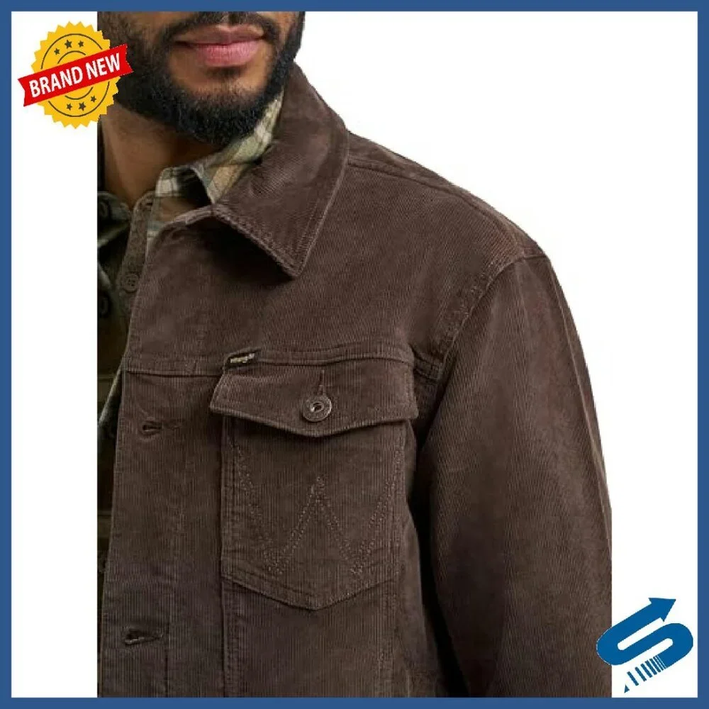 Men's Corduroy Trucker Jacket Regular Fit 100% Cotton 4-Pocket Styling - Picture 5 of 7